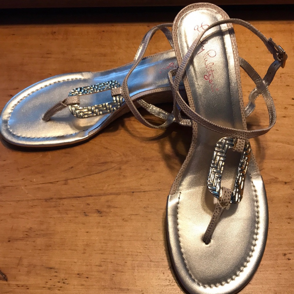 Lilly Pulitzer Gold wedge sandals